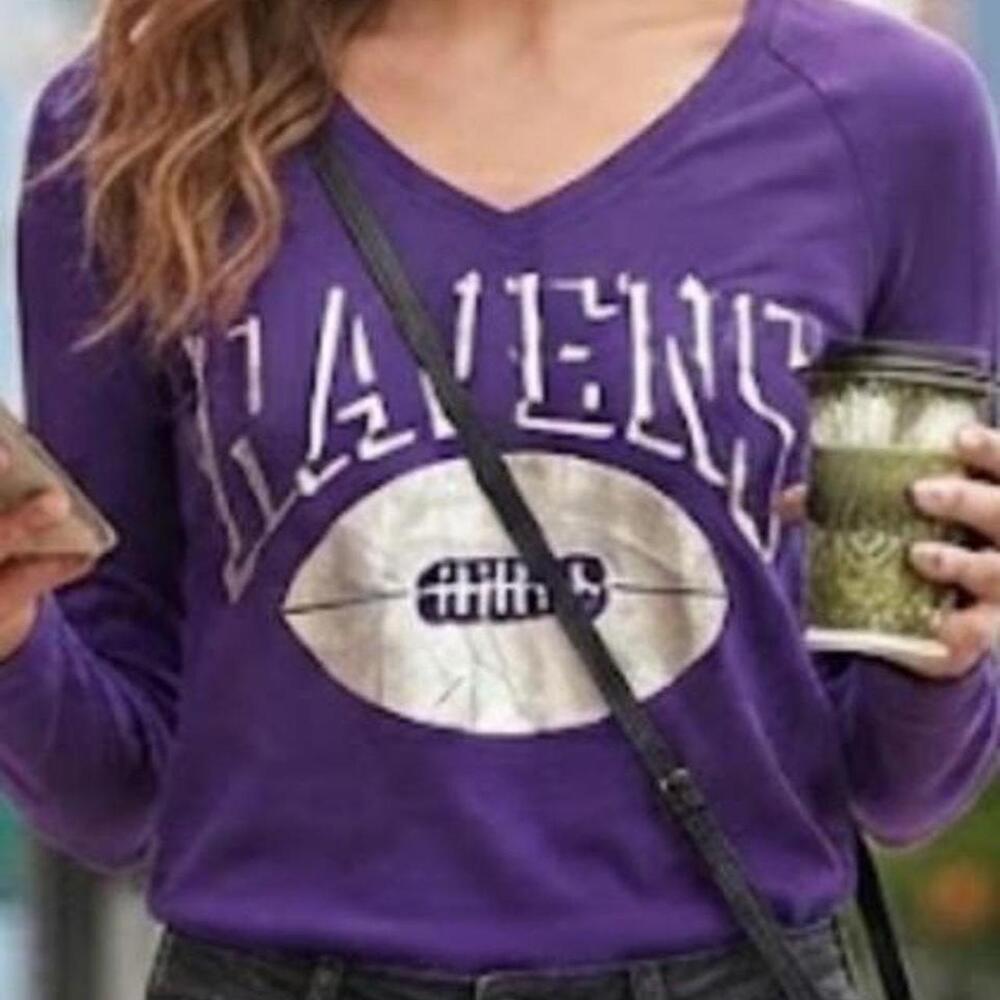 Victoria's Secret PINK NFL Baltimore Ravens Metallic Long-Sleeve Shirt discontin